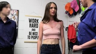 A brunette shoplifter facesitted then deepthroats big cock