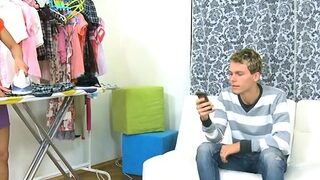 Agreeable youthful sweetie enjoys rear fuck with old stud