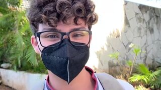 Amateur latin twink celebrating on a big dick bareback