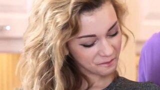 Blonde slut gives hardcore blowjob