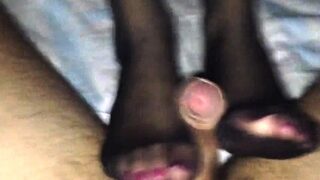 Cumshot wanting amateur MILF wanks cock in POV video