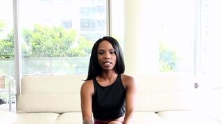 Ebony babe gets pussy creampied