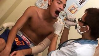 Examined twink Asian breeding his medic till making him cum