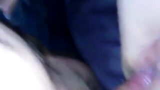 Fat girl, creampie and gangbang in adult theatre