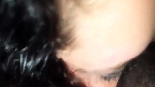 Fat white slut sucking long black dick