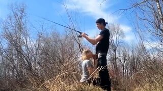 Fishing while she Sucks my Cock