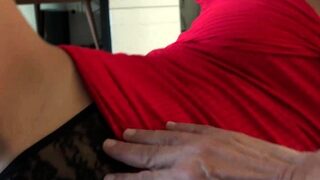 Homemade amateur riding cock cumshot swallow in lingerie