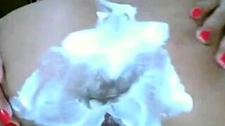 Latina plays with her butthole in bathroom