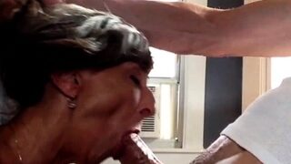 Mature and busty amateur wife blowjob and anal creampie