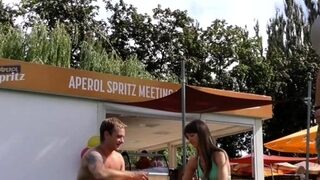 Mouthwatering brunette perfection caresses big meat rocket