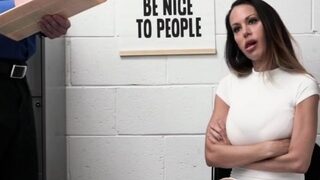 Officer fucking fake titty MILF suspect on his desk