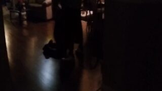 Pizza delivery guy feeds my girl some cum