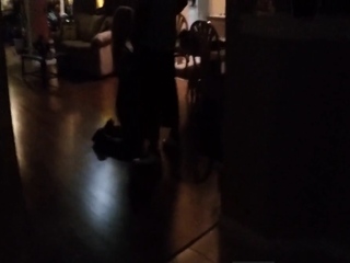 Pizza delivery guy feeds my girl some cum