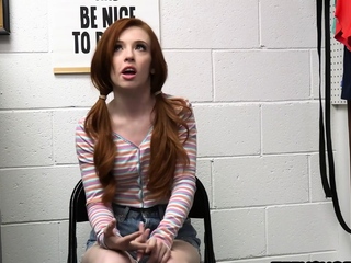 Redhead teen thief busted stealing by a mall cop