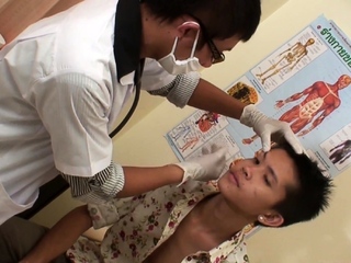 Slim Asian rimmed and breeded by doctor after exam and bj