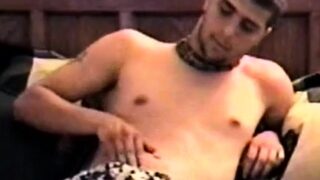 Straight jock tugged till cumming during kinky session