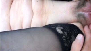 wanking over spread pussy