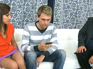 Youthful playgirl gives passionate ride to an older man