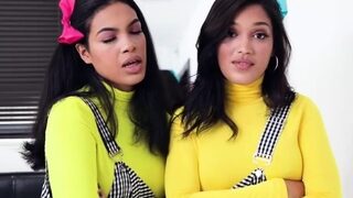 Thicc ebony stepsisters fucking stepbrother together