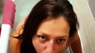 Amateur POV BJ with mouth cumshot