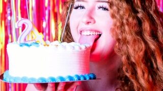 Amateur redhead shaves and masturbates