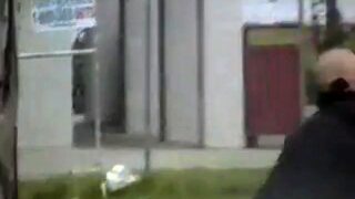 Bear exhibitionist cumshot in auto