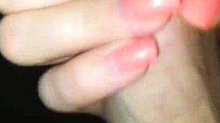 Bitch gives wam blowjob and handjob in pov scene