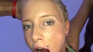 German blonde slut lucie gets cumshots and facials