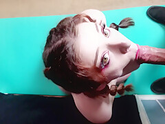 Gorgeous Brunette In Braids Sucks Big Cock Pov On Her Knees Gets Massive Facial And Cum Play