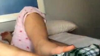 Her foot tease makes him explode