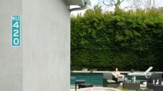 Poolside fun with amazing big natural boobies