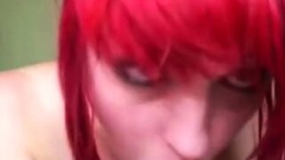 Redhead girl blows and rims her boyfriend