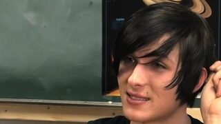 School boy likes when his partner sucks his obese cock