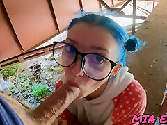 Schoolgirl With Blue Hair And Glasses After School Having Sex Under The Hello Kiti Bridge