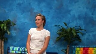 Stunning young sweetheart Bailey Bae with rod inside