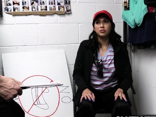 Teen with black hair stripped and her pussy gets fucked hard