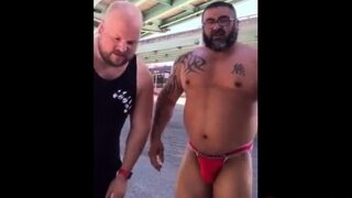 Master and his hubby after their workout in the parking lot.