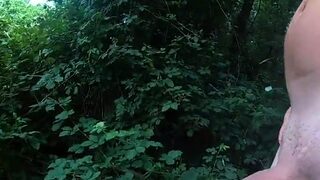 outdoor wanking in the woods near the train track