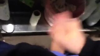 Risky Jerk Off at Work Cumming at the Bar
