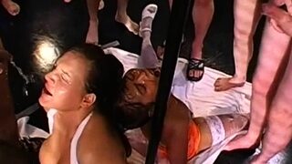 Slutty guys are delighting babe with loads of lusty pissing