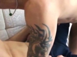 Tattooed athletic German gives blowjob and fucks partner